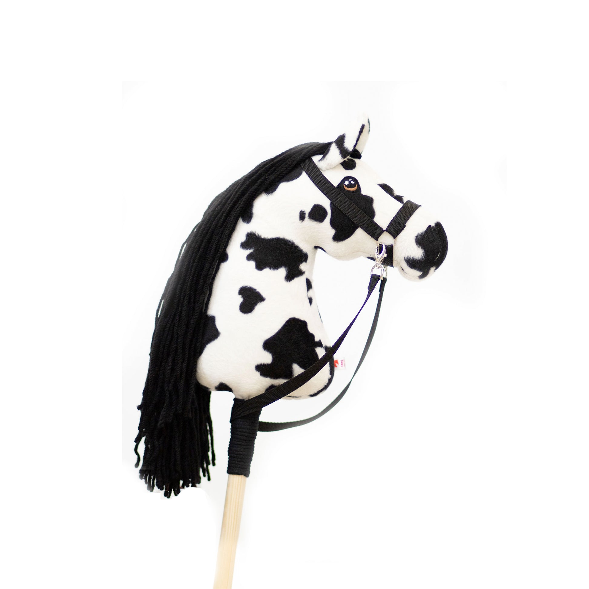 Černobílý hobby horse jménem Dakota, hříbě na tyči, česká ruční výroba.
