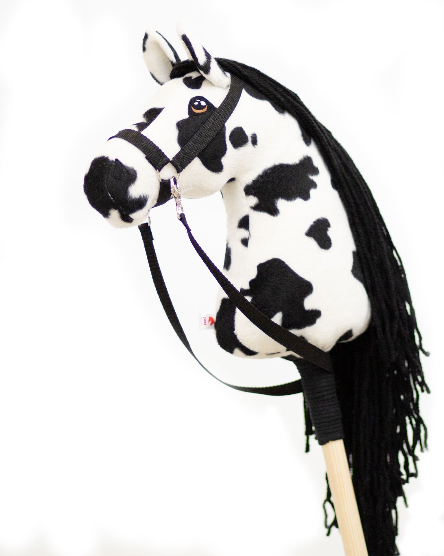 Černobílý hobby horse jménem Dakota, hříbě na tyči, česká ruční výroba.