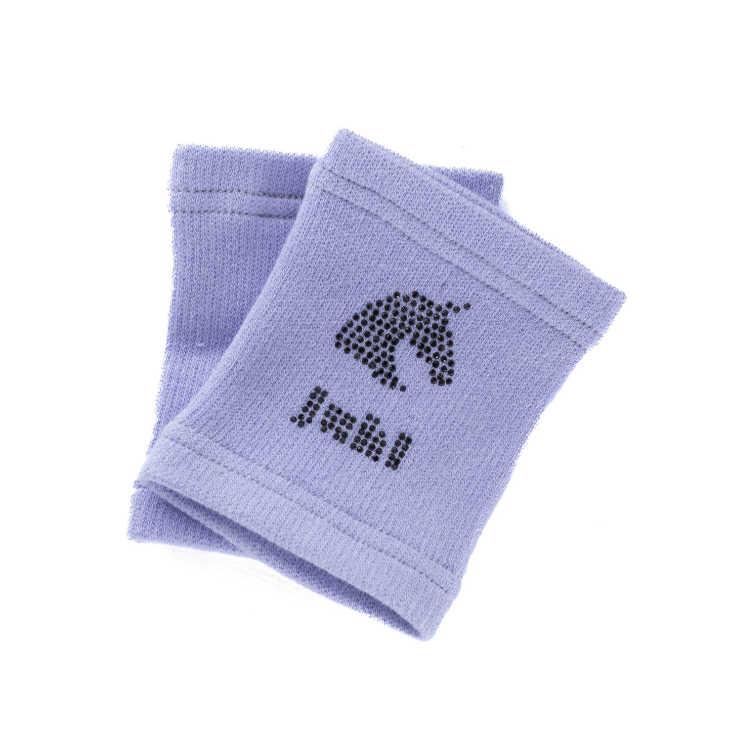 Fialová sportovní potítka s logem JUHI, ideální doplněk pro mladé jezdkyně a hobbyhorsing.