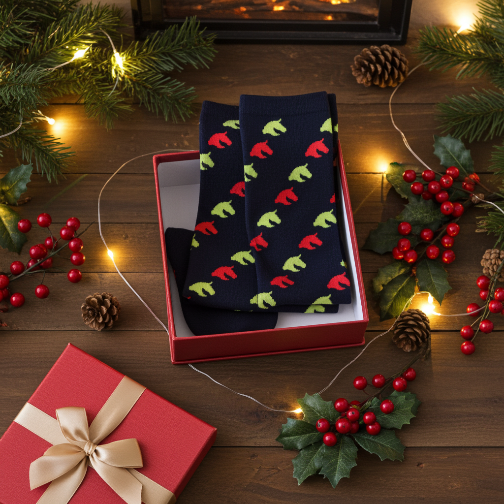 Sweat wristbands and knee socks SET for hobbyhorsing black with horse pattern