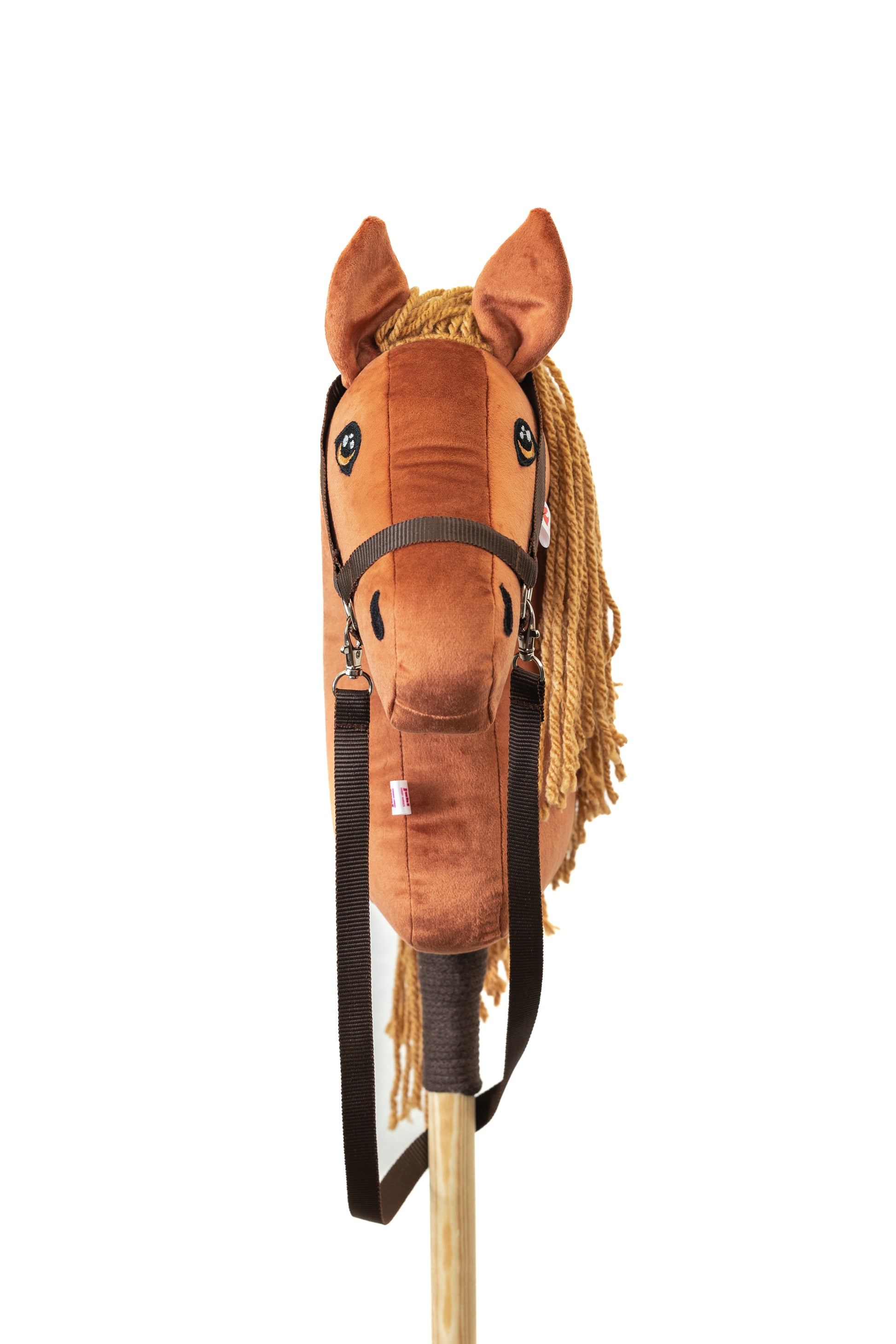 Hobby horse se světle hnědou hřívou jménem Terra, hříbě na tyči, česká ruční výroba.