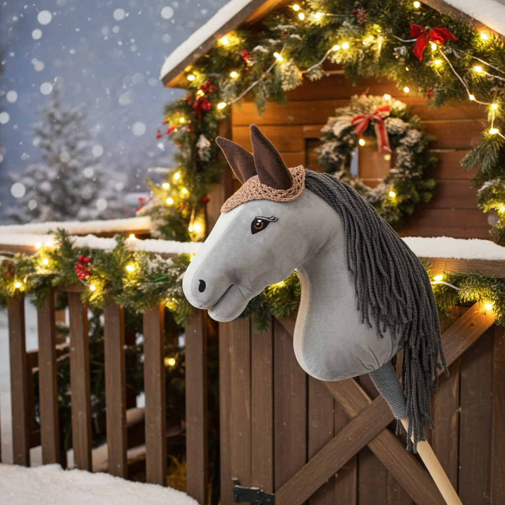 Ear net crocheted - Beige with brown ears - Foal