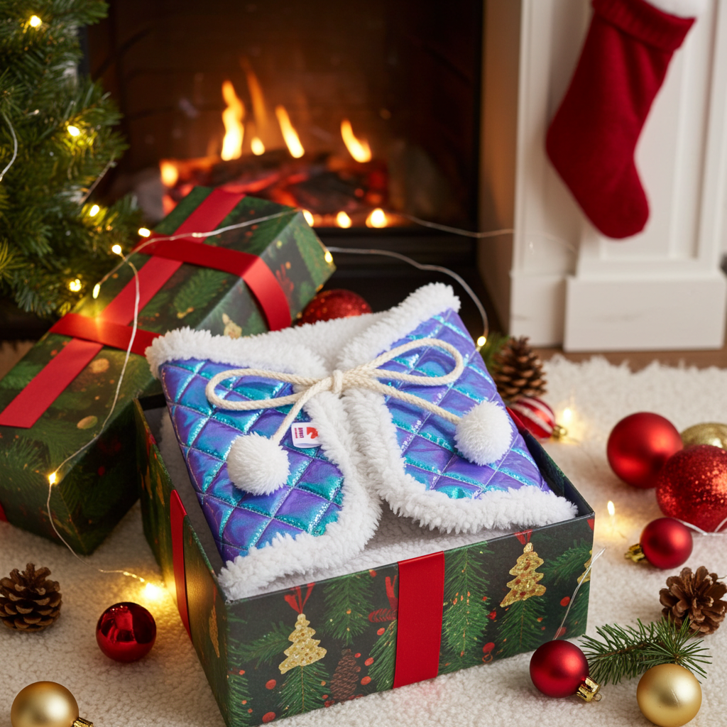 Winter blanket - Stitch with lamb fur - Mint - Foal