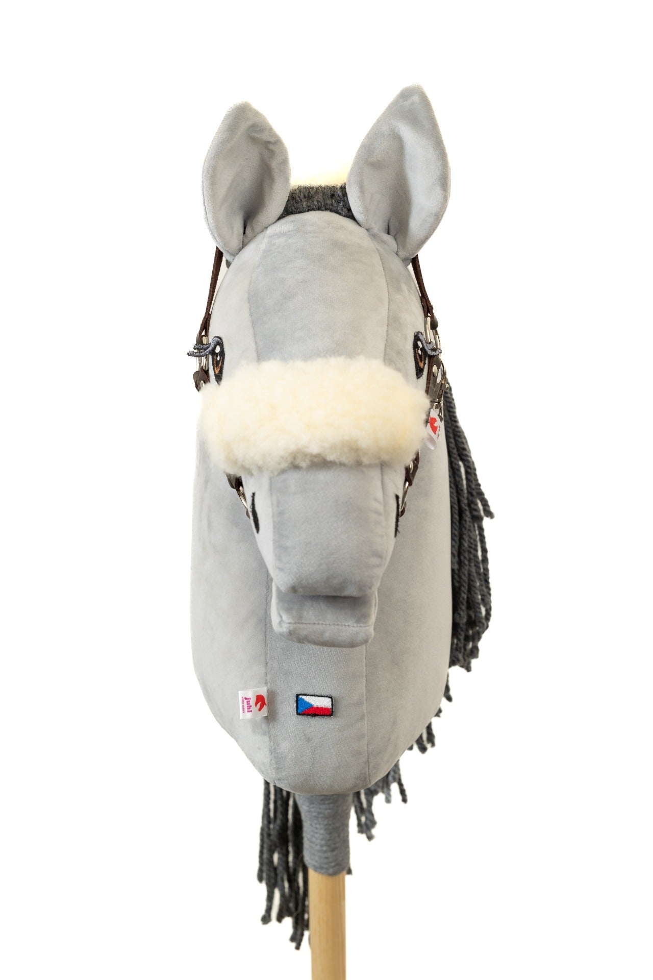 Halter with lamb fur Eco leather - Brown silver - Foal