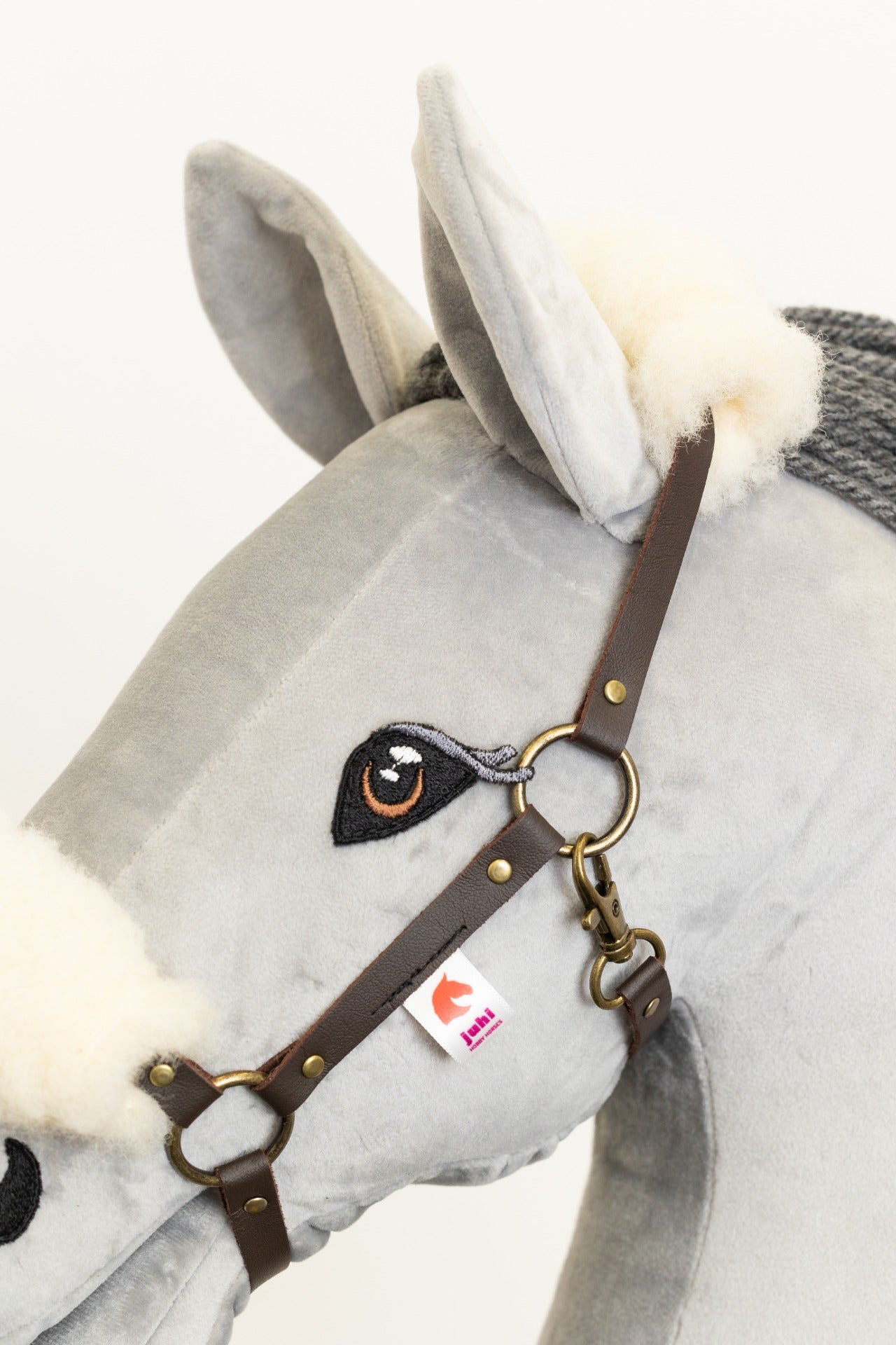 Halter with reins - Brown with lamb fur - Adult horse