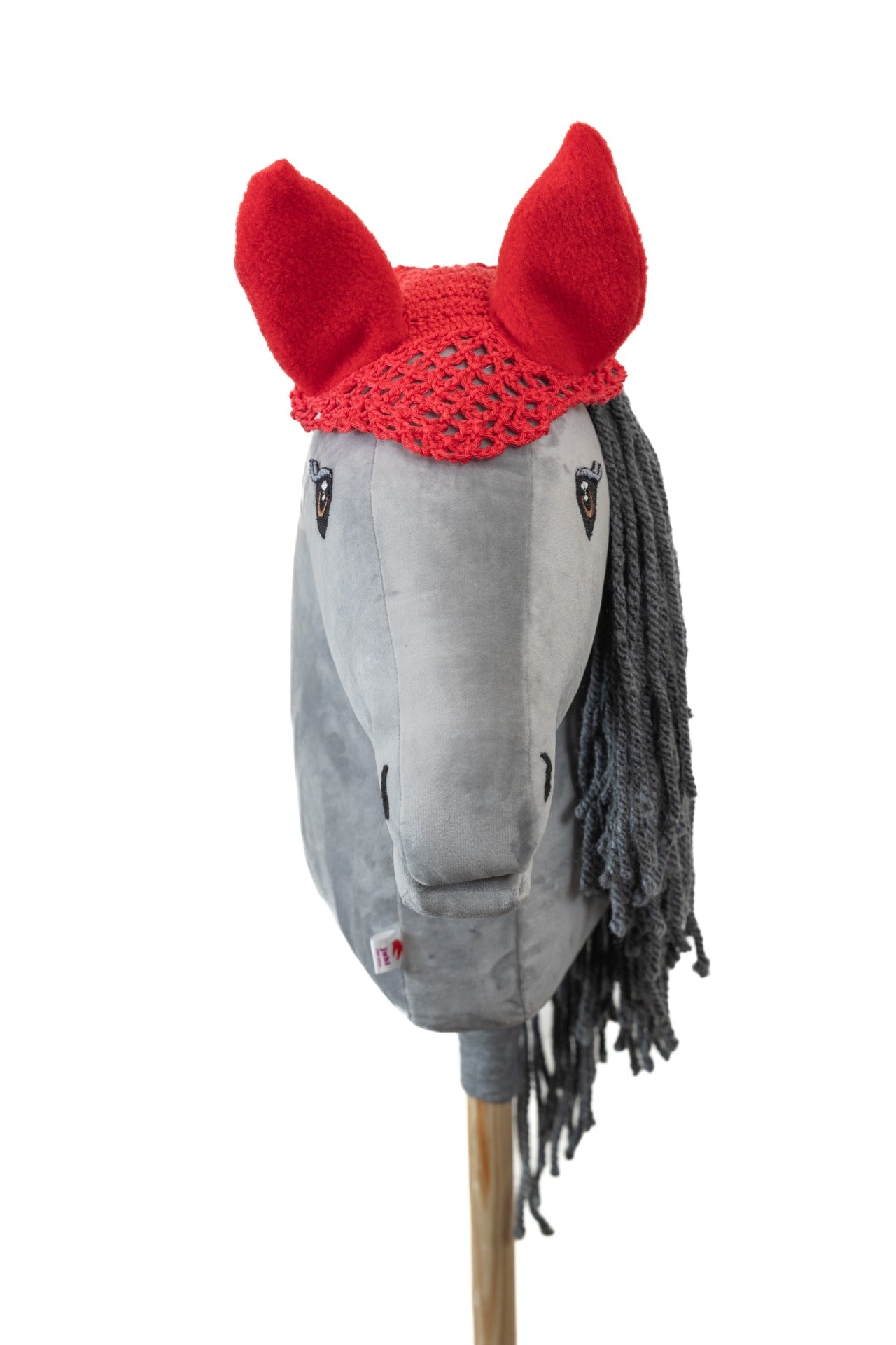 Ear net crocheted - Red with red ears - Adult horse
