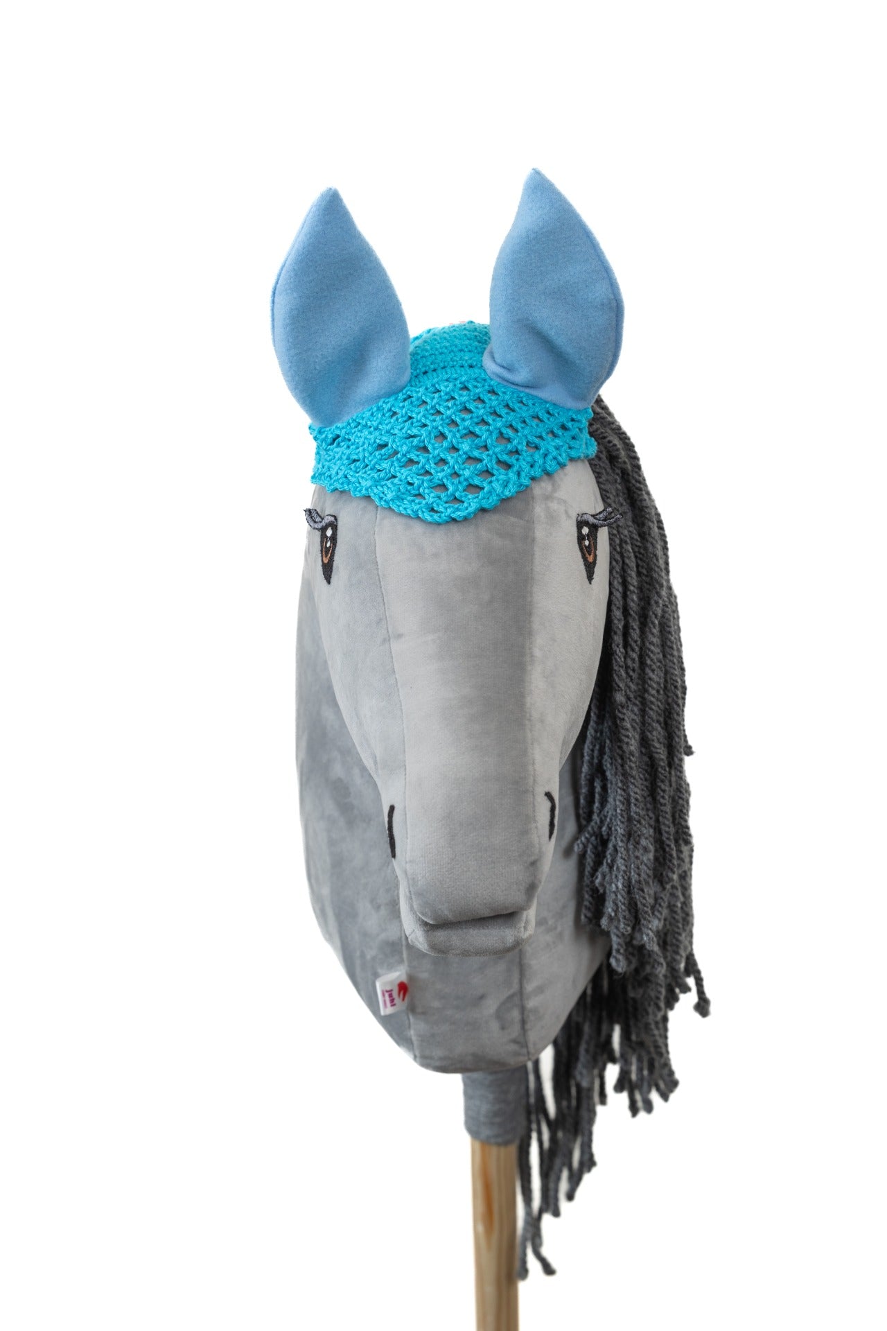 Ear net crocheted - Turquoise with blue ears - Adult horse