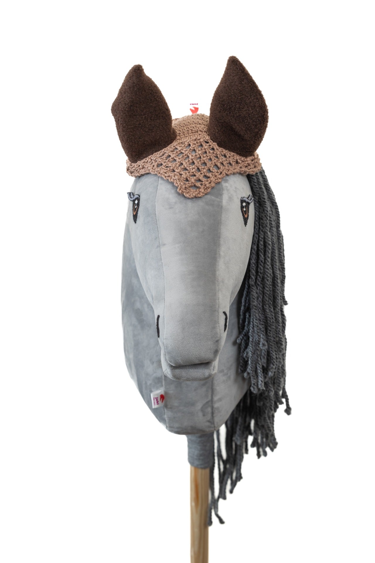 Ear net crocheted - Beige with brown ears - Adult horse