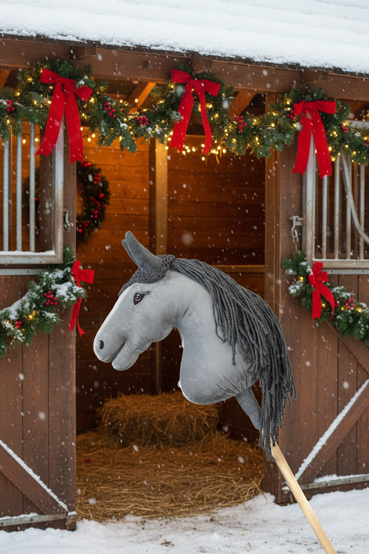 Ear net crocheted - Grey with grey ears - Adult horse