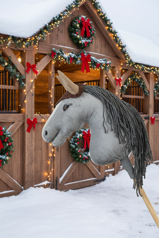 Ear net crocheted - Brown with beige ears - Adult horse