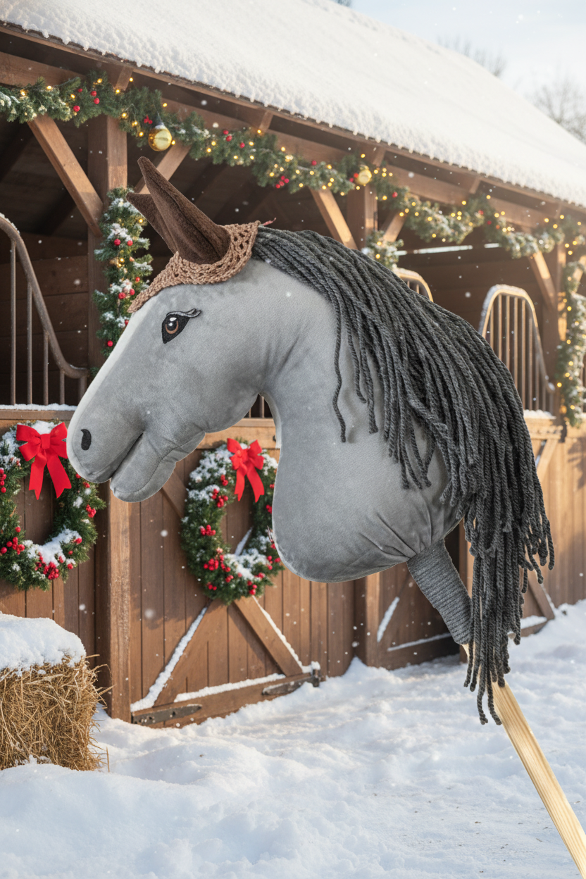 Ear net crocheted - Beige with brown ears - Adult horse