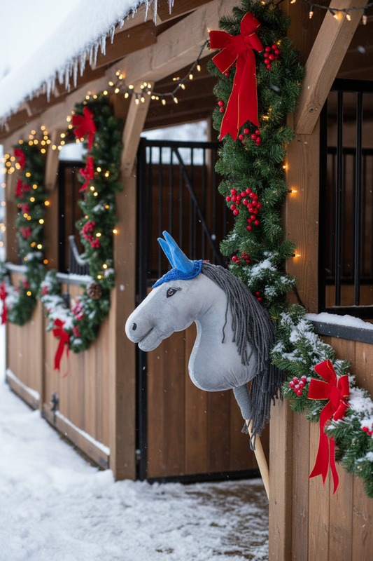 Ear net crocheted - Dark blue with blue ears - Foal