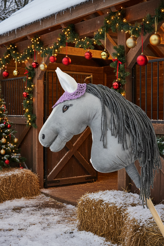 Ear net crocheted - Lilac with white ears - Adult horse