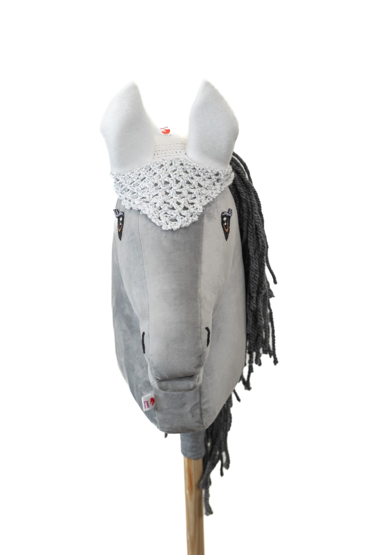 Ear net crocheted - White silver - Adult horse