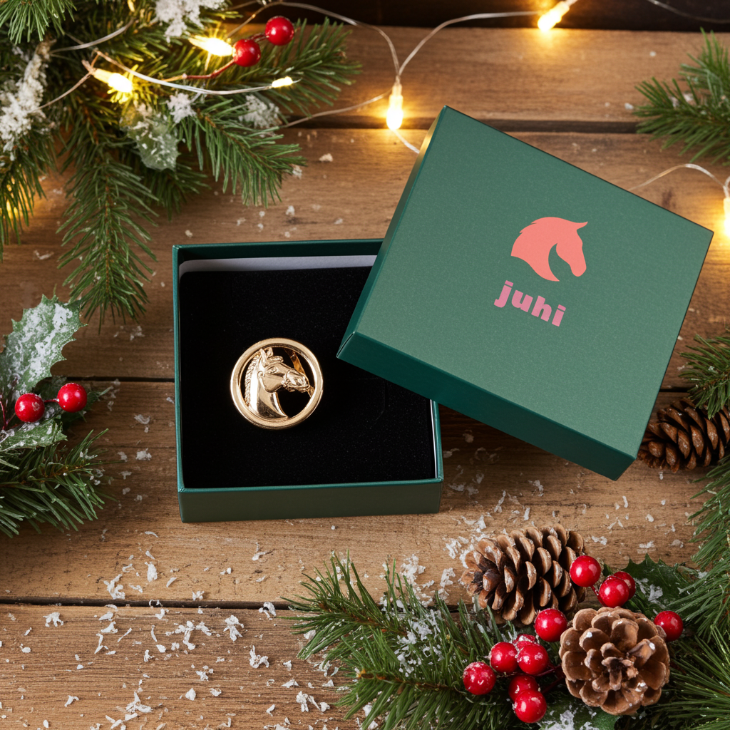 Golden horse head scarf clip