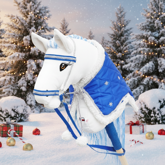 Christmas blanket - Blue and white - Adult horse