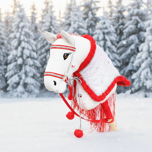 Christmas blanket - White and red - Adult horse