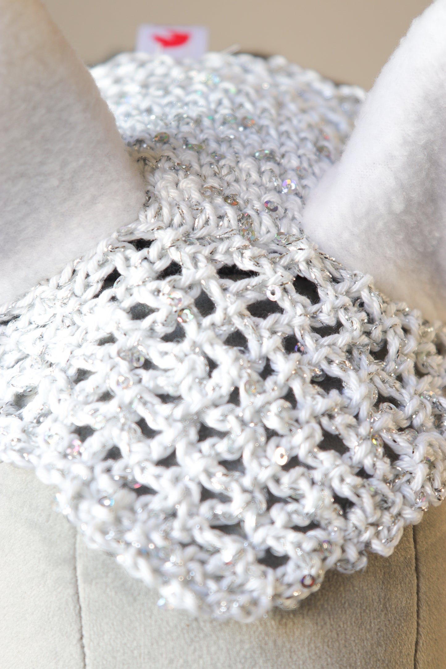 Ear net crocheted - White silver - Foal
