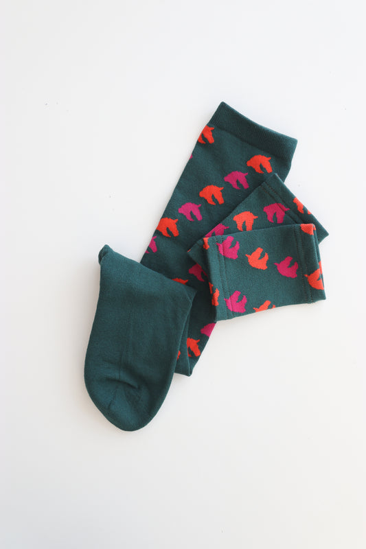 Sweat wristbands and knee socks SET for hobbyhorsing green with horse pattern