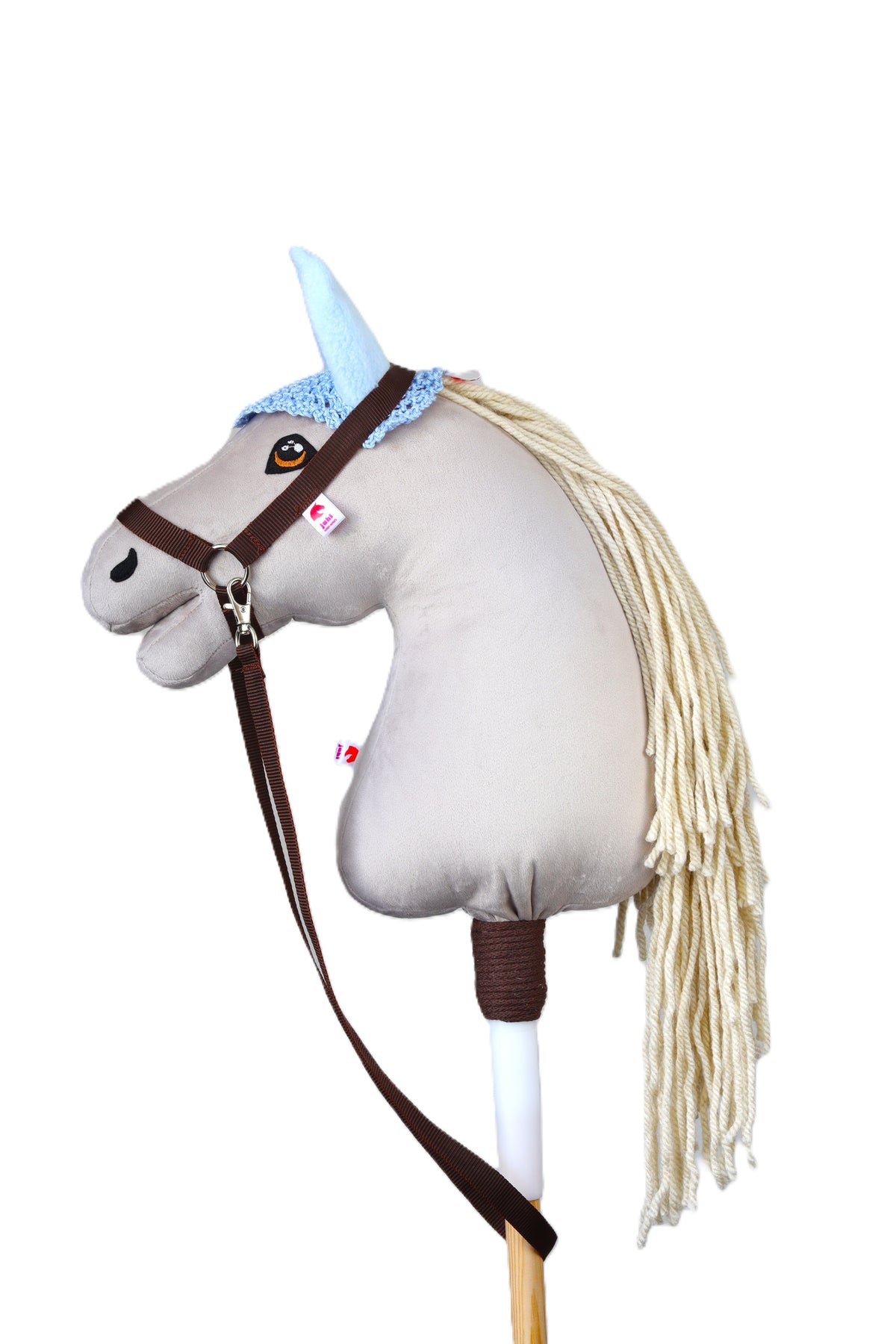Crocheted Ear Net for hobby horse - Light blue with blue ears - Foal