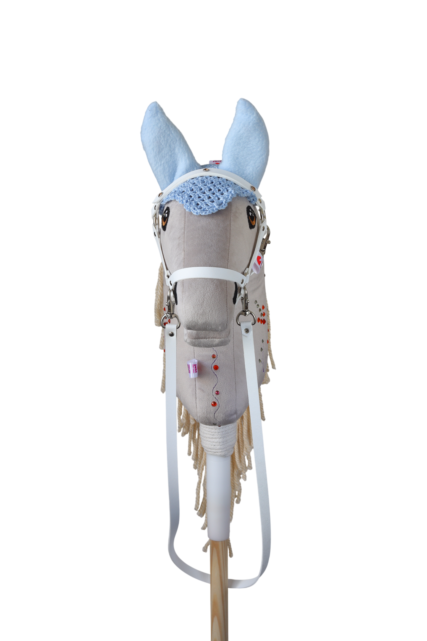 Crocheted Ear Net - Light blue with blue ears - Sport pony