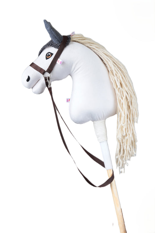 Crocheted Ear Net for Hobby Horse – Grey with Grey Ears – Foal
