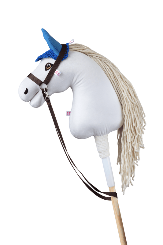 Crocheted Ear Net for Hobby Horse – Dark Blue with Blue Ears – Foal