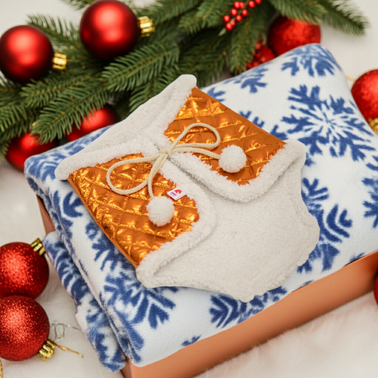 Winter blanket - Stitch with lamb fur - Orange - Foal