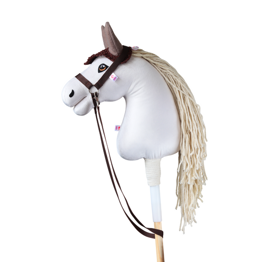 Crocheted Ear Net for Hobby Horse – Brown with Beige Ears – Foal