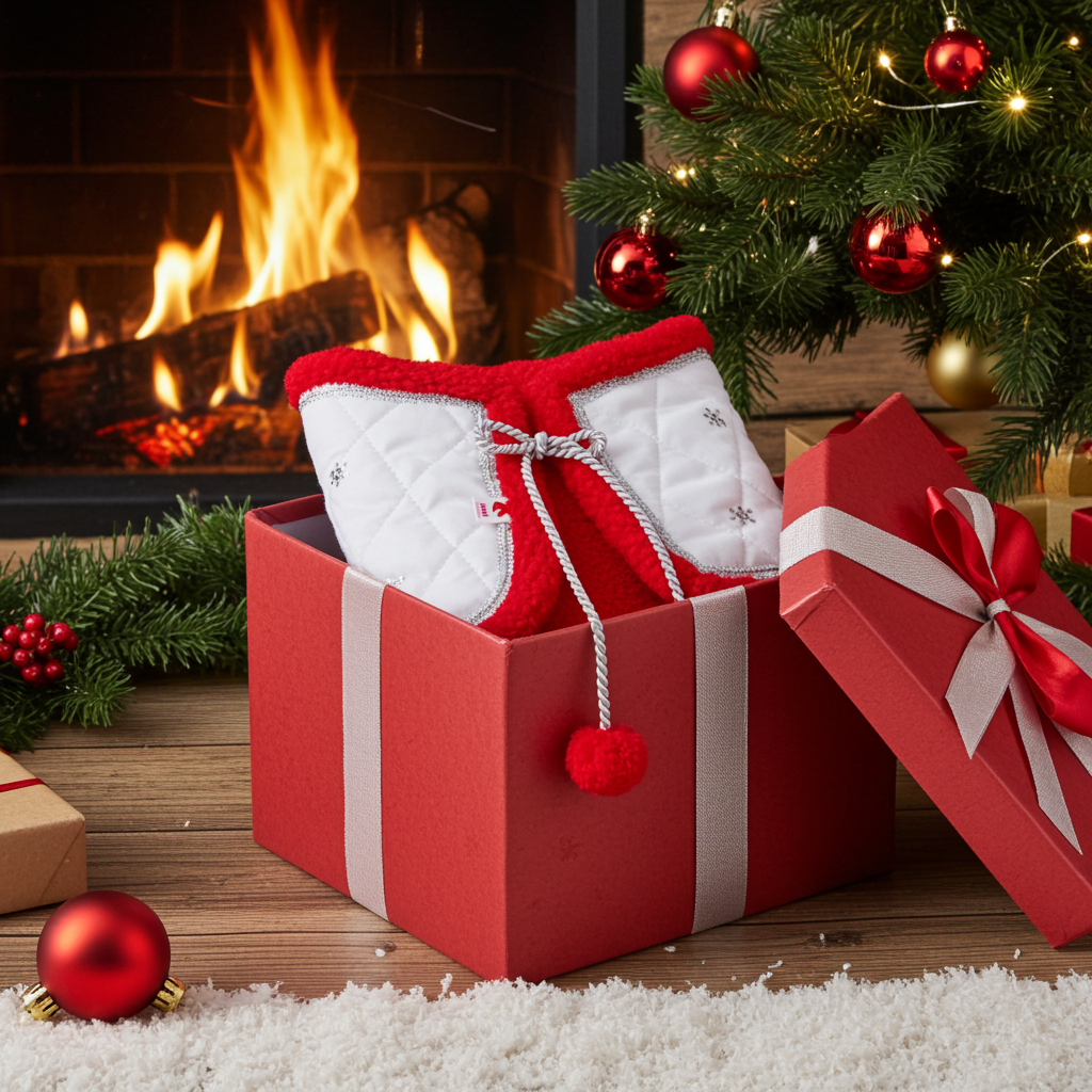 Christmas blanket - White and red - Adult horse