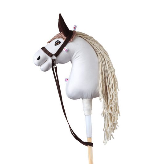 Crocheted Ear Net for Hobby Horse – Beige with Brown Ears – Foal