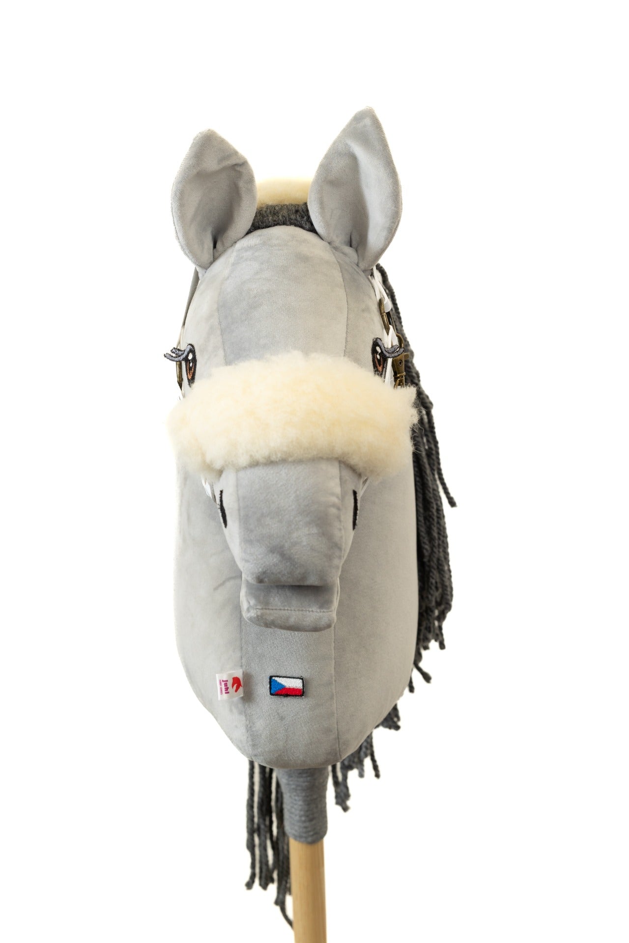 Halter with lamb fur Eco leather - White old brass - Foal