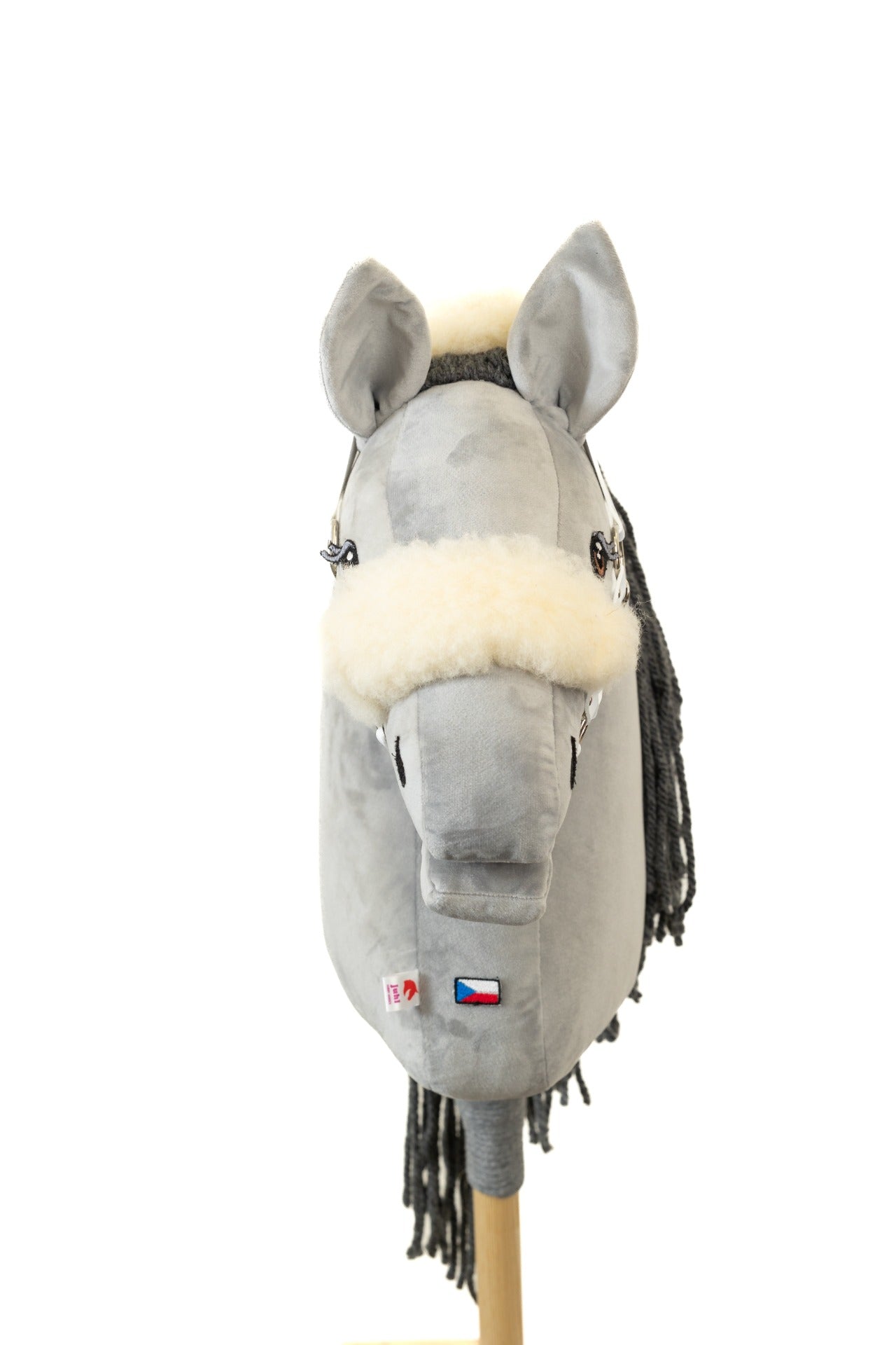 Halter with lamb fur Eco leather - White silver - Adult horse