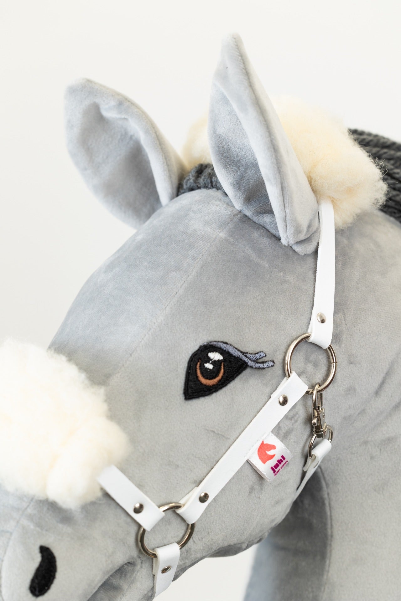 Halter with lamb fur Eco leather - White silver - Foal