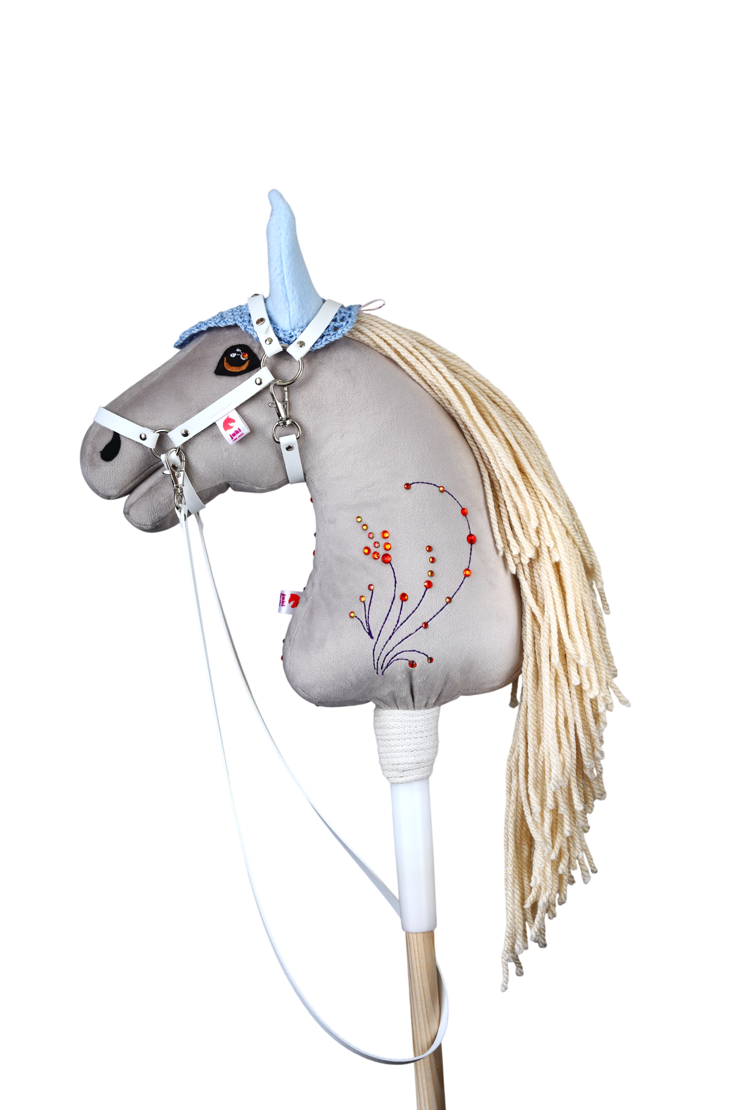 Crocheted Ear Net - Light blue with blue ears - Sport pony