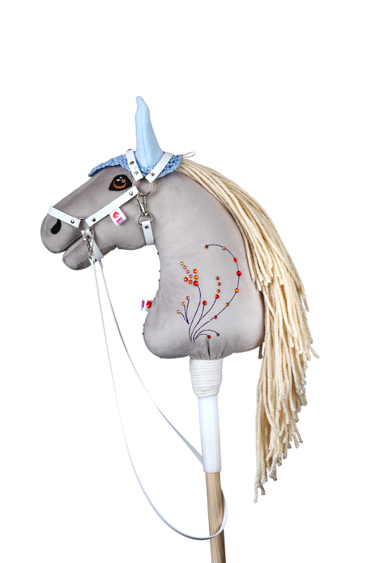 Crocheted Ear Net - Light blue with blue ears - Sport pony