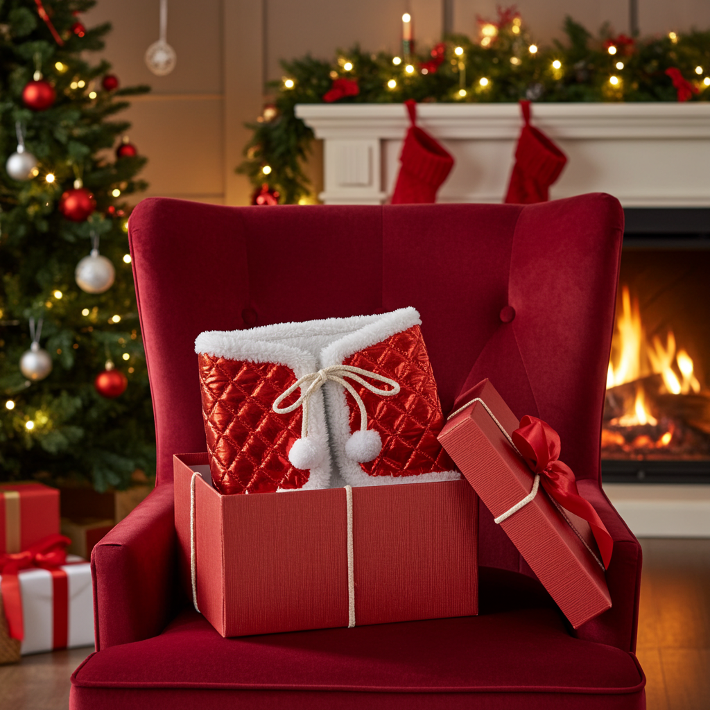 Winter blanket - Stitch with lamb fur - Red - Adult horse