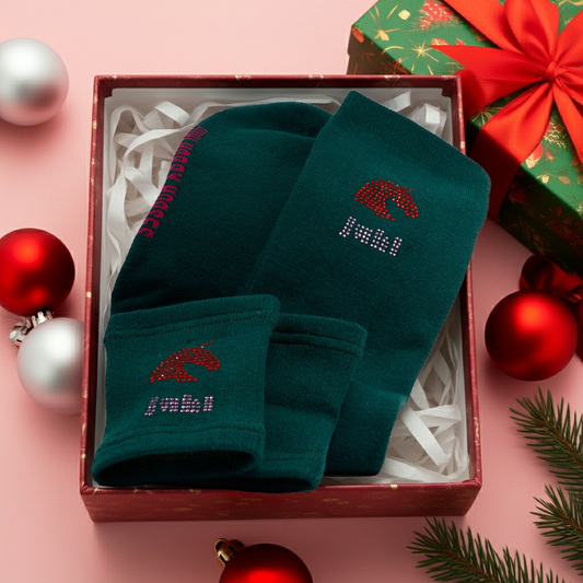 Sweat wristbands and knee socks SET for hobbyhorsing dark green