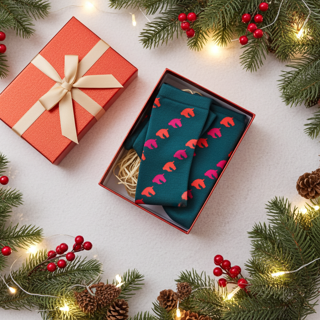 Sweat wristbands and knee socks SET for hobbyhorsing green with horse pattern