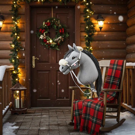 Halter with lamb fur Eco leather - White old brass - Adult horse