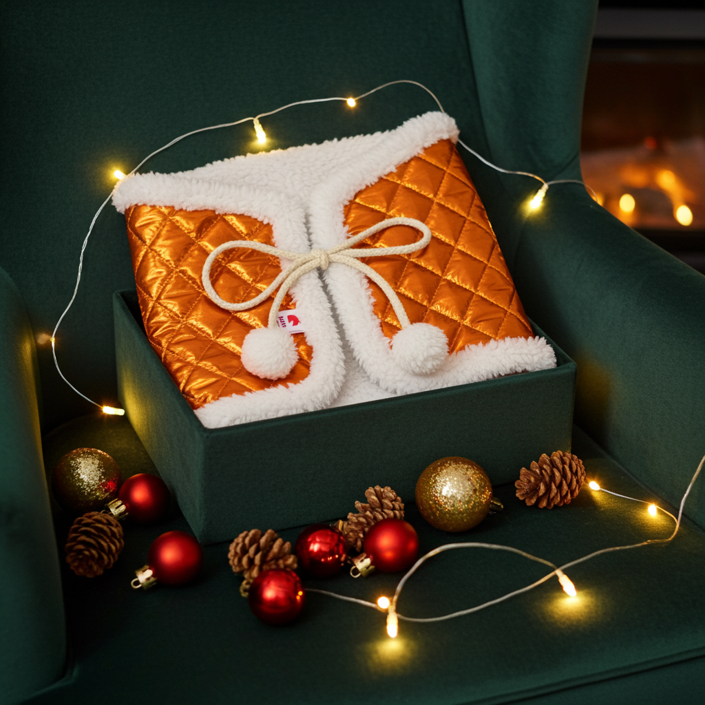 Winter blanket - Stitch with lamb fur - Orange - Adult horse