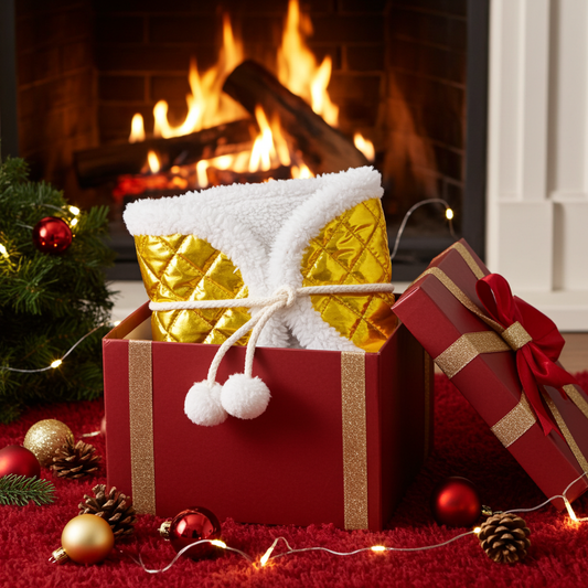 Winter blanket - Stitch with lamb fur - Gold - Foal